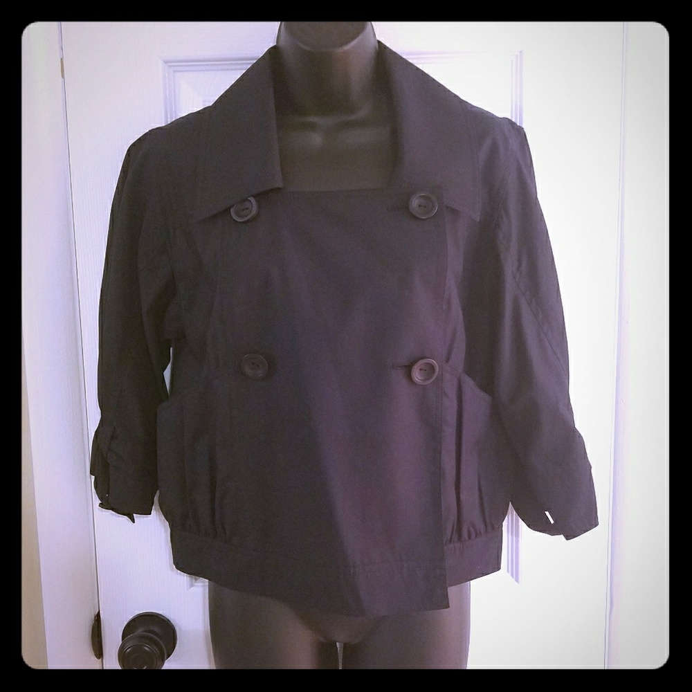 SUSANA MONACO short black trench coat jack…